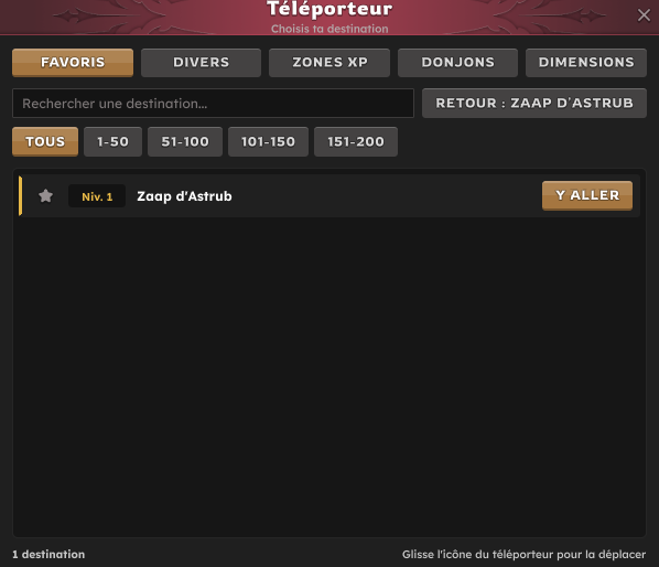 Le panneau du téléporteur